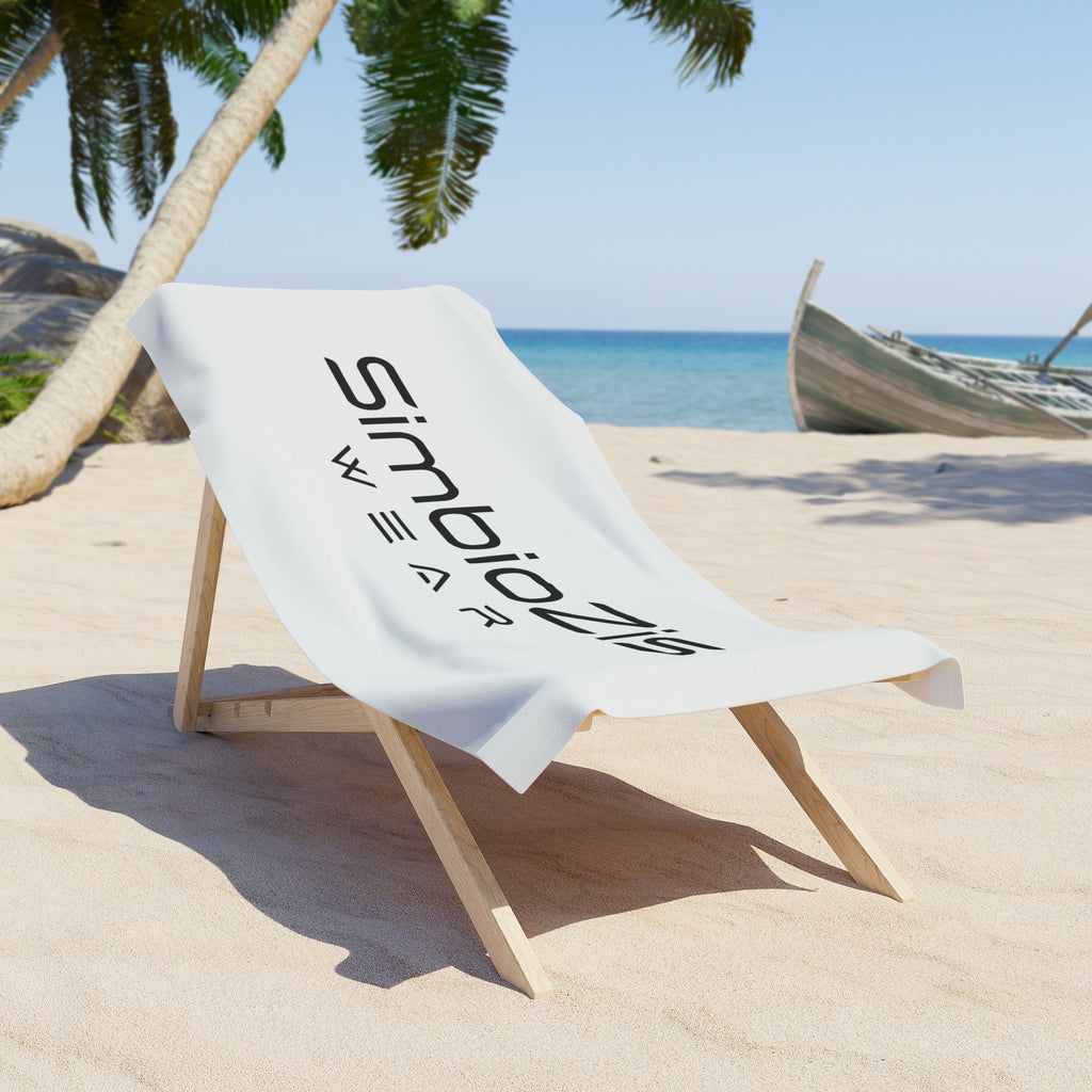 SimbioZis Wear  Beach Towel — Lightweight White Graphic Beach Towel | Artist Wear